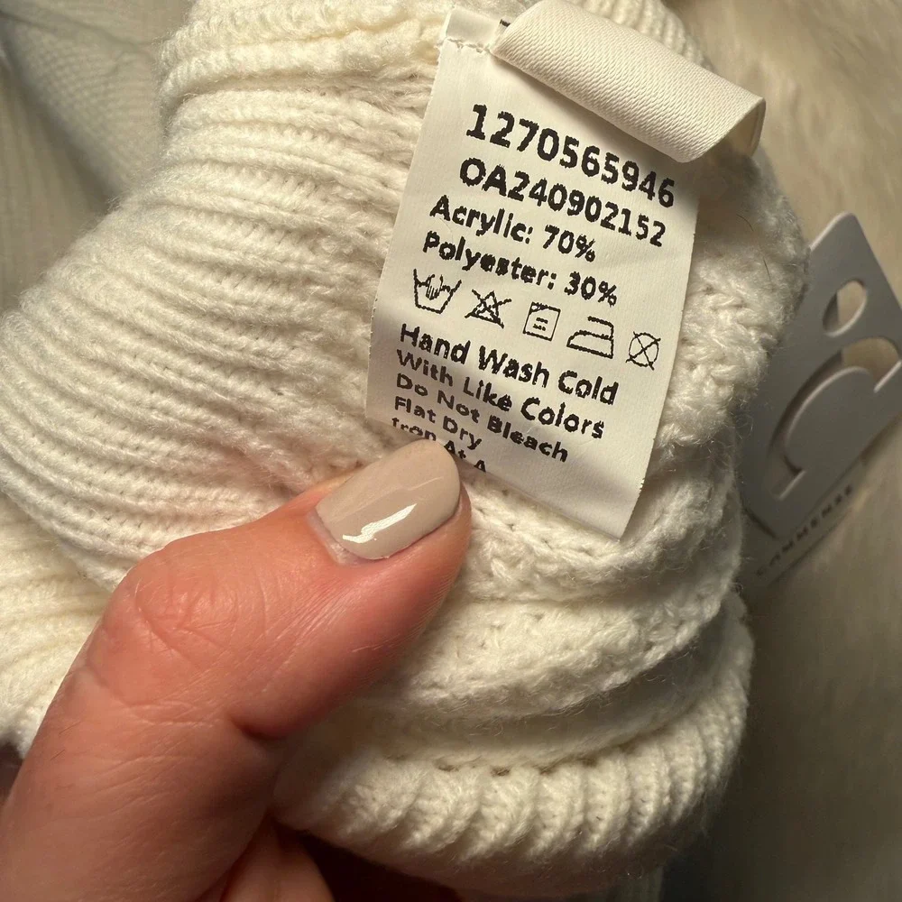 NWT‎ Commense Ivory Cable Knit Mock Neck Sweater Vest Cap Sleeve White Large